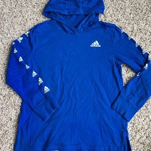 Boys Adidas Longsleeve Sz Small 8 Hood Blue White EUC